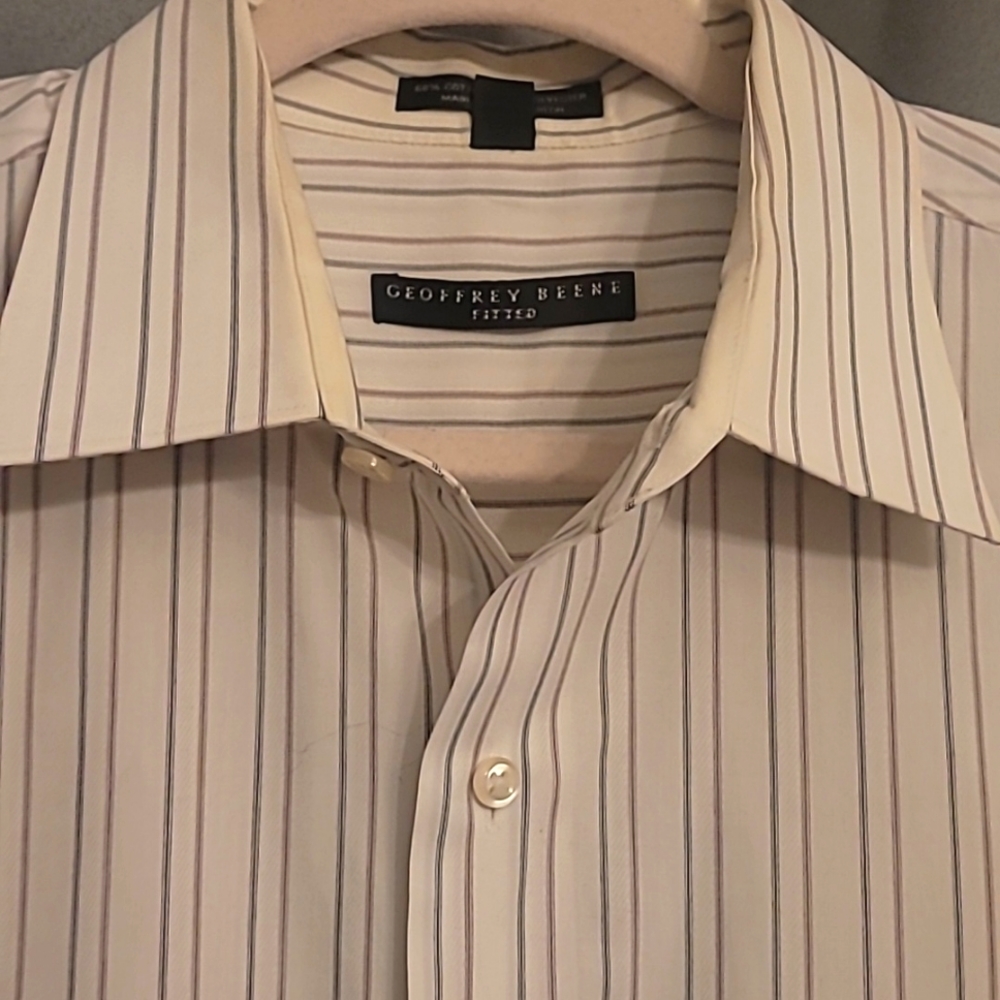 Geoffrey Beene Men's Fitted Stripe Shirt 18" Neck - Picture 1 of 9